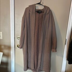Fashion Nova Brown Hooded Long Cardigan